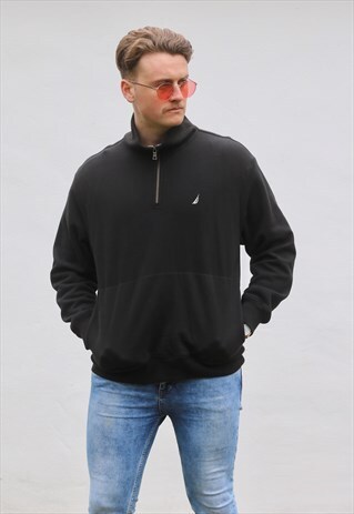 NAUTICA USA 1/4 ZIP JET BLACK SWEATSHIRT