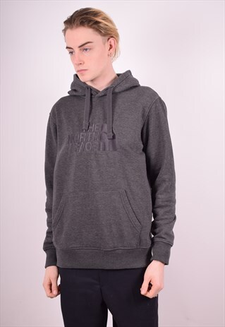 THE NORTH FACE MENS VINTAGE HOODIE JUMPER SMALL GREY 90S