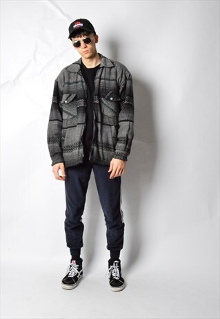 VINTAGE 90S CHECK GRUNGE WARM SHIRT JACKET