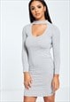 JUSTYOUROUTFIT ROUND NECK FRONT CHEST HOLLOW FIT HIP DRESS