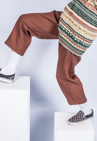 VINTAGE 1990S HIGH-WAISTED TROUSER IN BROWN