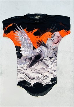 Jean Paul Gaultier Tattoo Sheer Mesh Eagle Top T Shirt Small