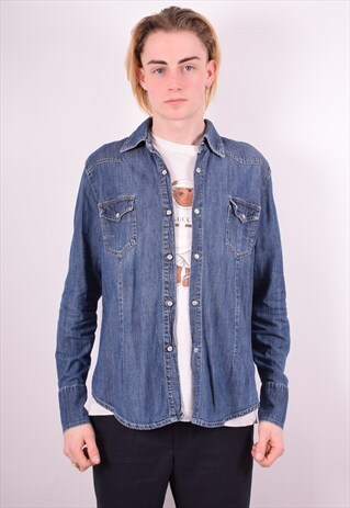 CARRERA MENS VINTAGE DENIM SHIRT XL BLUE 90S