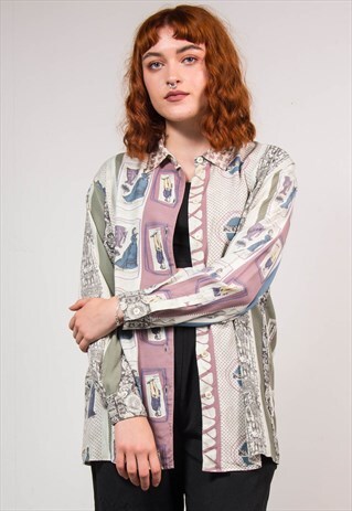 90'S VINTAGE BAROQUE LADY PATTERN SHIRT