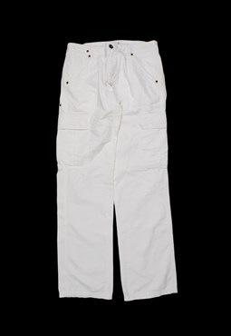 Vintage 90s Napapijri Heavyweight Cargo Trousers in White