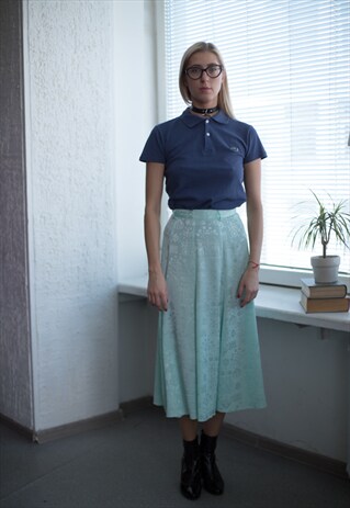 VINTAGE 80'S MIDI LIGHT GREEN PASTEL SKIRT