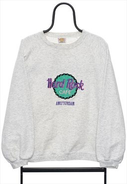 Vintage 90s Hard Rock Cafe Amsterdam Grey Sweatshirt Womens