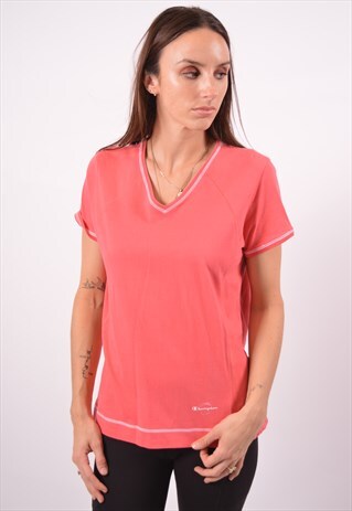 VINTAGE CHAMPION T-SHIRT TOP PINK