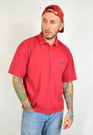 VINTAGE 90S PUMA RED LOGO POLO T SHIRT