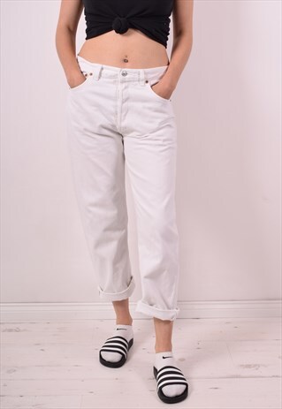 LEVI'S 501 WOMENS VINTAGE JEANS W34 L30 WHITE 90S