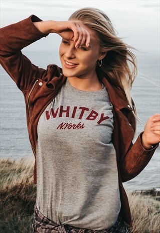 'WHITBY' HAND PRINTED T-SHIRT IN GREY