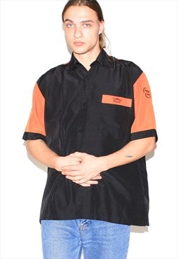 Vintage 00s mechanic shirt in black / orange