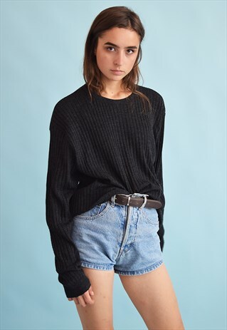 90'S RETRO GRUNGE RIBBED OVERSIZED DADS KNIT JUMPER