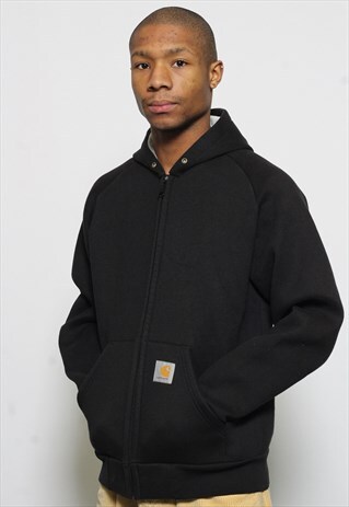 VINTAGE CARHARTT FLEECE LINED FULL ZIP HOODIE BLACK