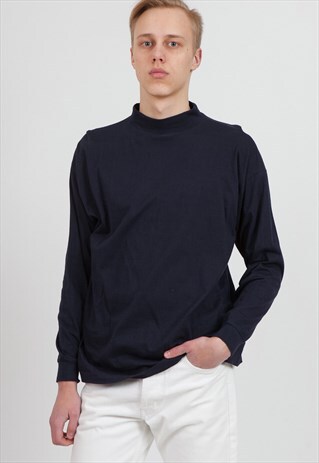 VINTAGE NAVY TURTLE NECK LONG SLEEVE TOP