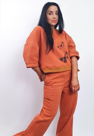 TRIBUTE SEVEN- SHORT-SLEEVE CROPPED SWEATSHIRT /ORANGE