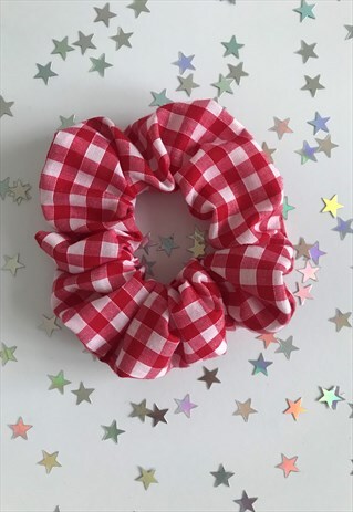 HANDMADE RED GINGHAM SCRUNCHIE