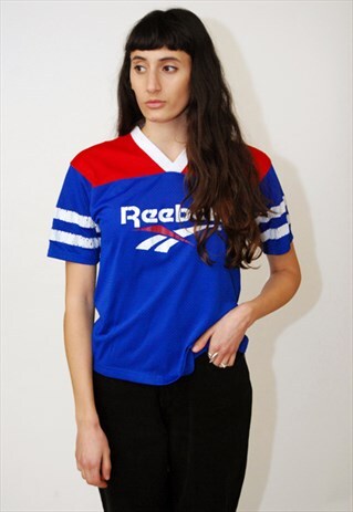 VINTAGE REEBOK JERSEY (M) T-SHIRT 80S TOP MESH LOGO ATHLETIC