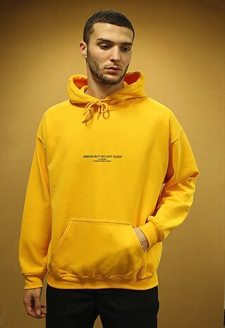 OVERSIZED GOLD HOODIE WITH UK BORN WORLDWIDE WORN PRINT 90S