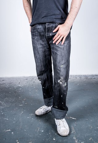 VINTAGE GREY LEVI'S 501 PAINT JEANS