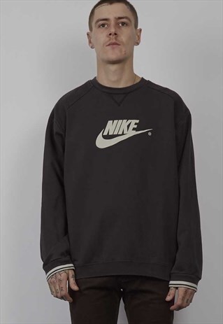 VINTAGE 90'S NIKE RIB DETAIL BLACK SWEATSHIRT