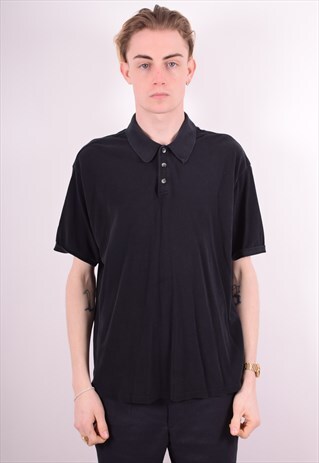 CALVIN KLEIN MENS VINTAGE POLO SHIRT XXL BLACK 90S