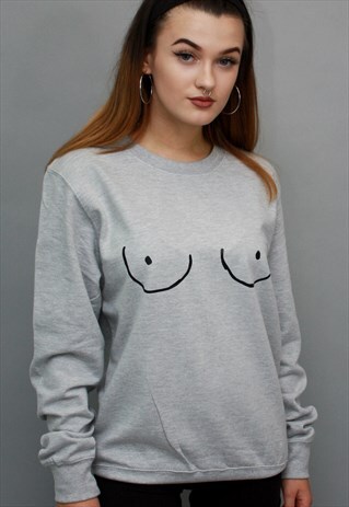 SWEATSHIRT IN GREY WITH TITTIES BOOBS GRAPHIC