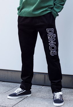 Black Logo Embroidered Corduroy trousers pants