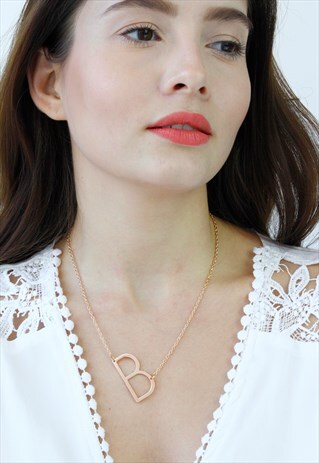 ROSE GOLD LETTER 'B' MONOGRAM CHAIN NECKLACE