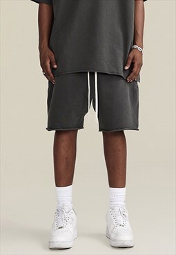 Black Washed Heavy Cotton Relaxed Fit shorts