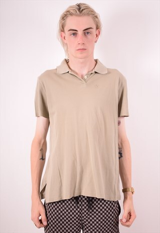 VALENTINO MENS VINTAGE POLO SHIRT MEDIUM KHAKI 90S