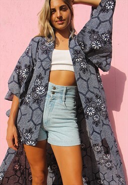 Long Kimono in Navy Blue