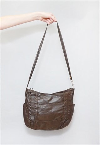 VINTAGE 1980'S SOFT BROWN LEATHER SHOULDER BAG