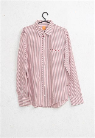 VINTAGE RED WHITE STRIPED LONG SLEEVE SHIRT