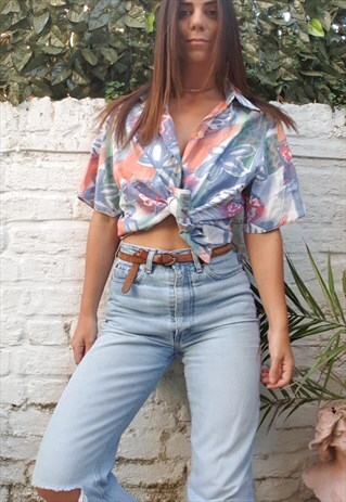 VINTAGE 80S PASTEL PRINT BLOUSE