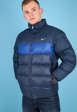 VINTAGE NIKE PUFFER JACKET IN NAVY AND BLUE NJ528