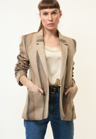 80S VINTAGE VTG RARE WOOLMARK STRIPED BLAZER 4669