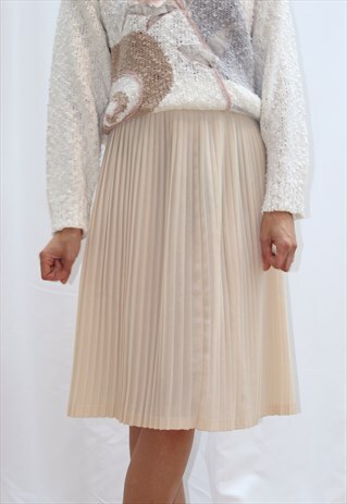 80S CREAM PLEATED SKIRT