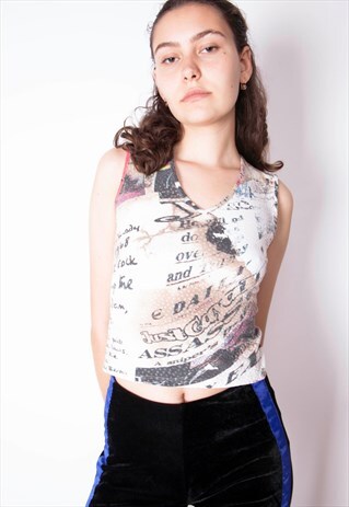 VINTAGE 90S JUST CAVALLI PATTERN STRETCHY TOP ID:A219