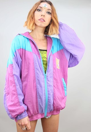 VINTAGE 80S 90S OVERSIZED FESTIVAL SHELL WINDBREAKER JACKET