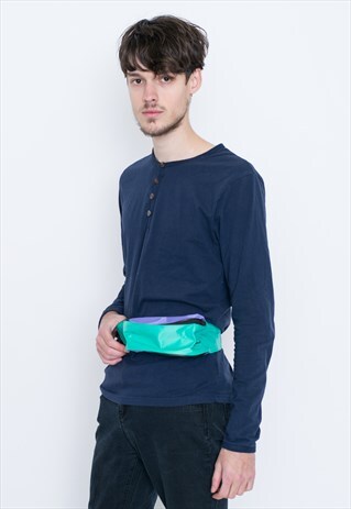 VINTAGE BLUE PURPLE RETRO WAIST BELT BAG