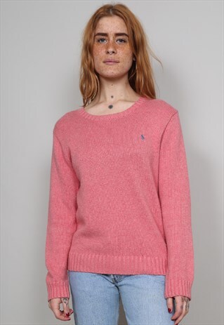 VINTAGE 90'S POLO RALPH LAUREN POWDER PINK JUMPER