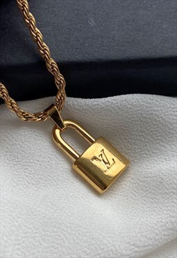 Authentic Louis Vuitton Mini Lock Pendant- Reworked Necklace