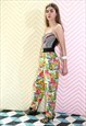 TROUSERS VINTAGE 80S BRIGHT HAWAIIAN PRINT LOOSE SIZE 8