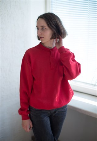VINTAGE 90'S RED ROUND NECK JUMPER