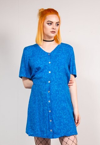 90'S BLUE GRUNGE STYLE MINI DRESS