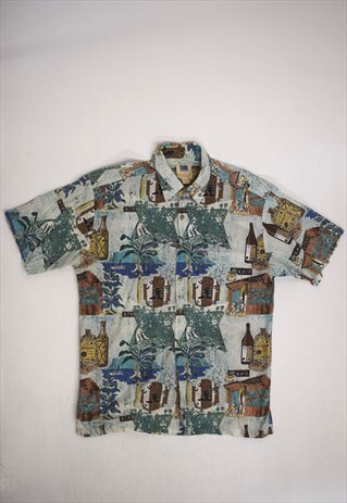 VINTAGE 90S KAHALA BLUE SPECKLED HAWAIIAN SHIRT