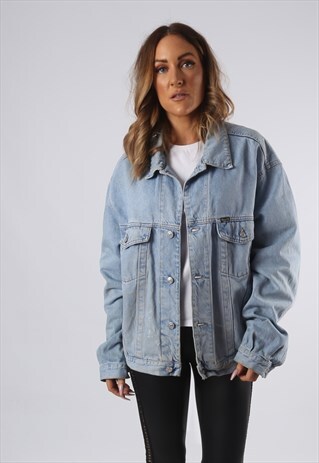 VINTAGE DIESEL DENIM JACKET OVERSIZED FITTED UK 16 XL (QDT)