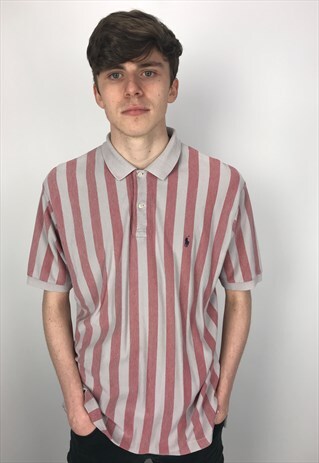 90S VINTAGE RALPH LAUREN VERTICAL STRIPE POLO SHIRT