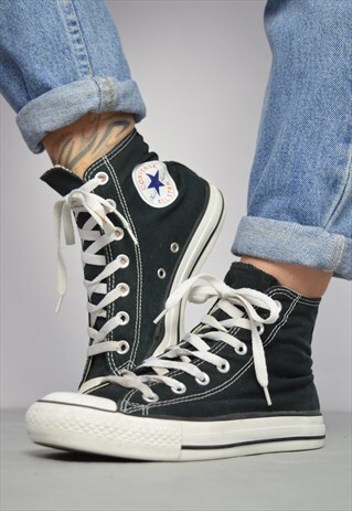 VINTAGE 90S CONVERSE BLACK HI TOPS GRUNGE RETRO PREPPY